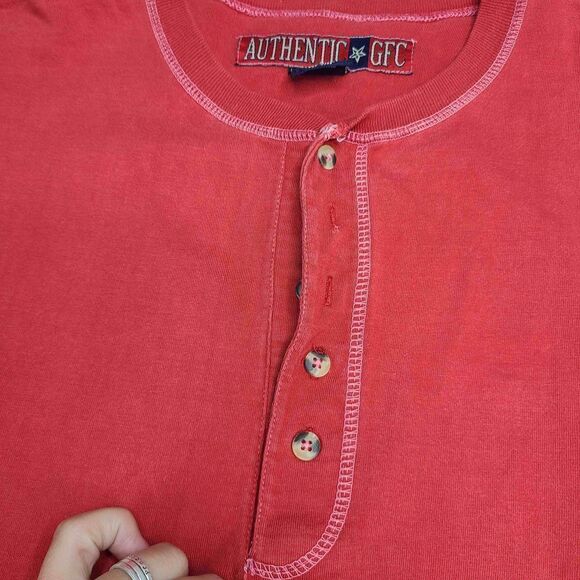 Authentic GFC Shirt Men Medium Red Short Sleeve Heavy Cotton Vintage 90s - Picture 5 of 5